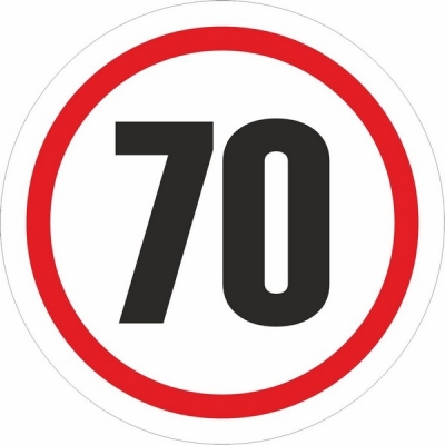 Indicator Semnalizare Limitare viteza 70, autocolant diametru 120mm